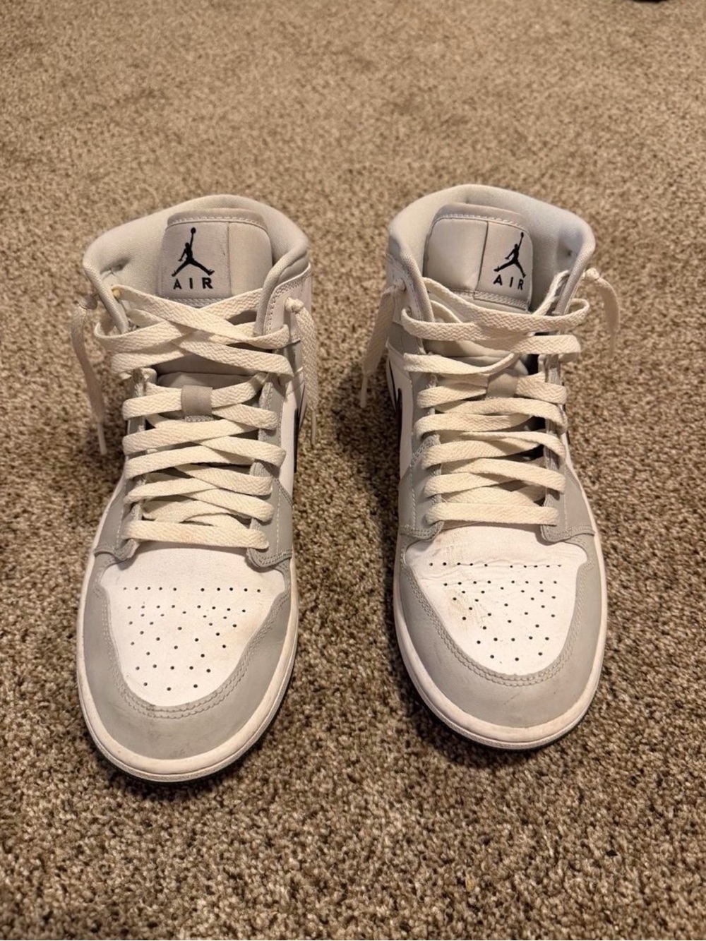 Jordan Mid-Top Sneakers in White and Light Gray
